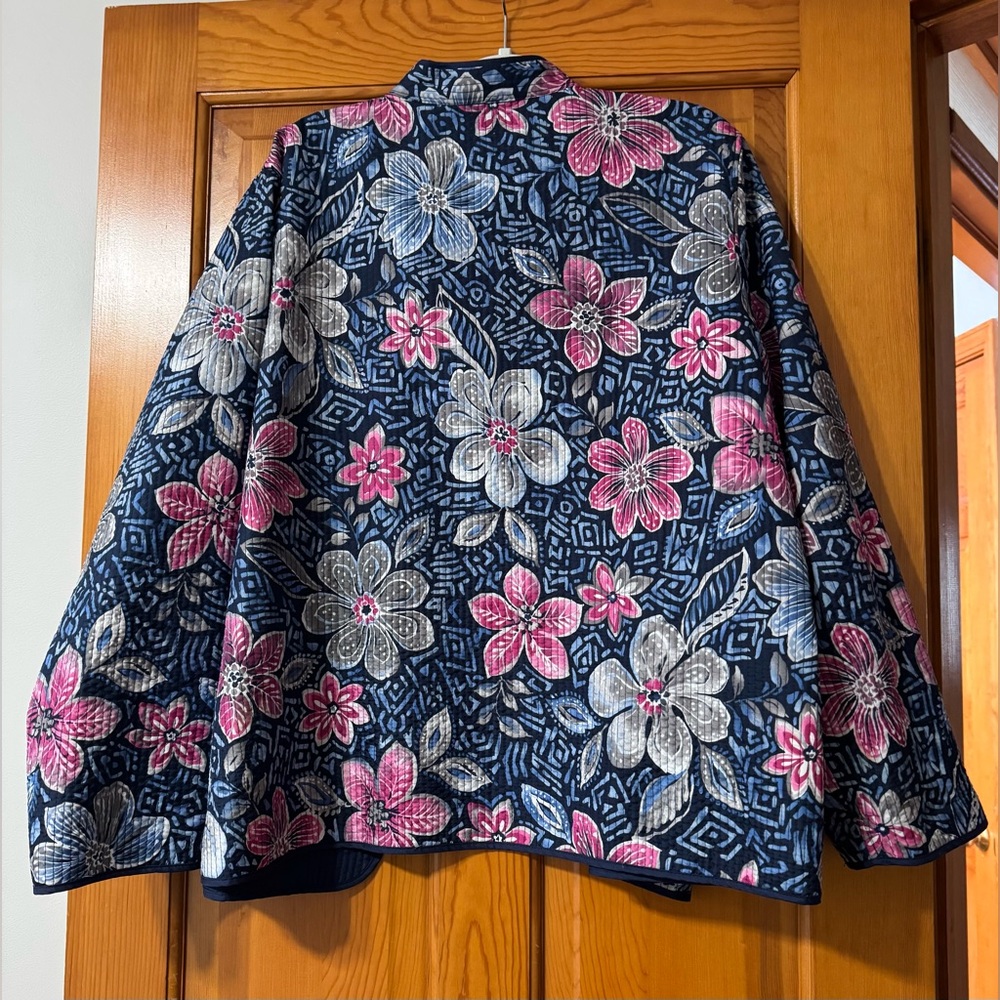 Alfred Dunner Navy and Pink Floral Blazer - Picture 3 of 4